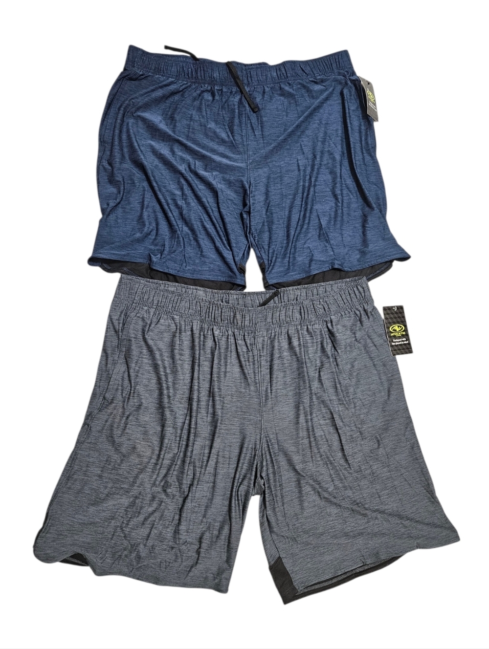 Athletic Works Men's Bundle Lot Of 2 Athletic Shorts — Navy Blue & Gray NEW